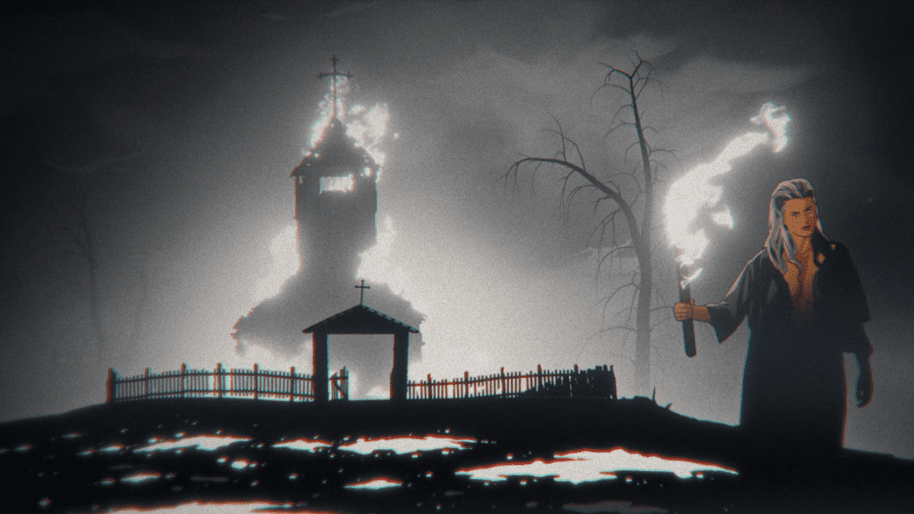 A still from Latvian animated feature, DOG OF GOD.
