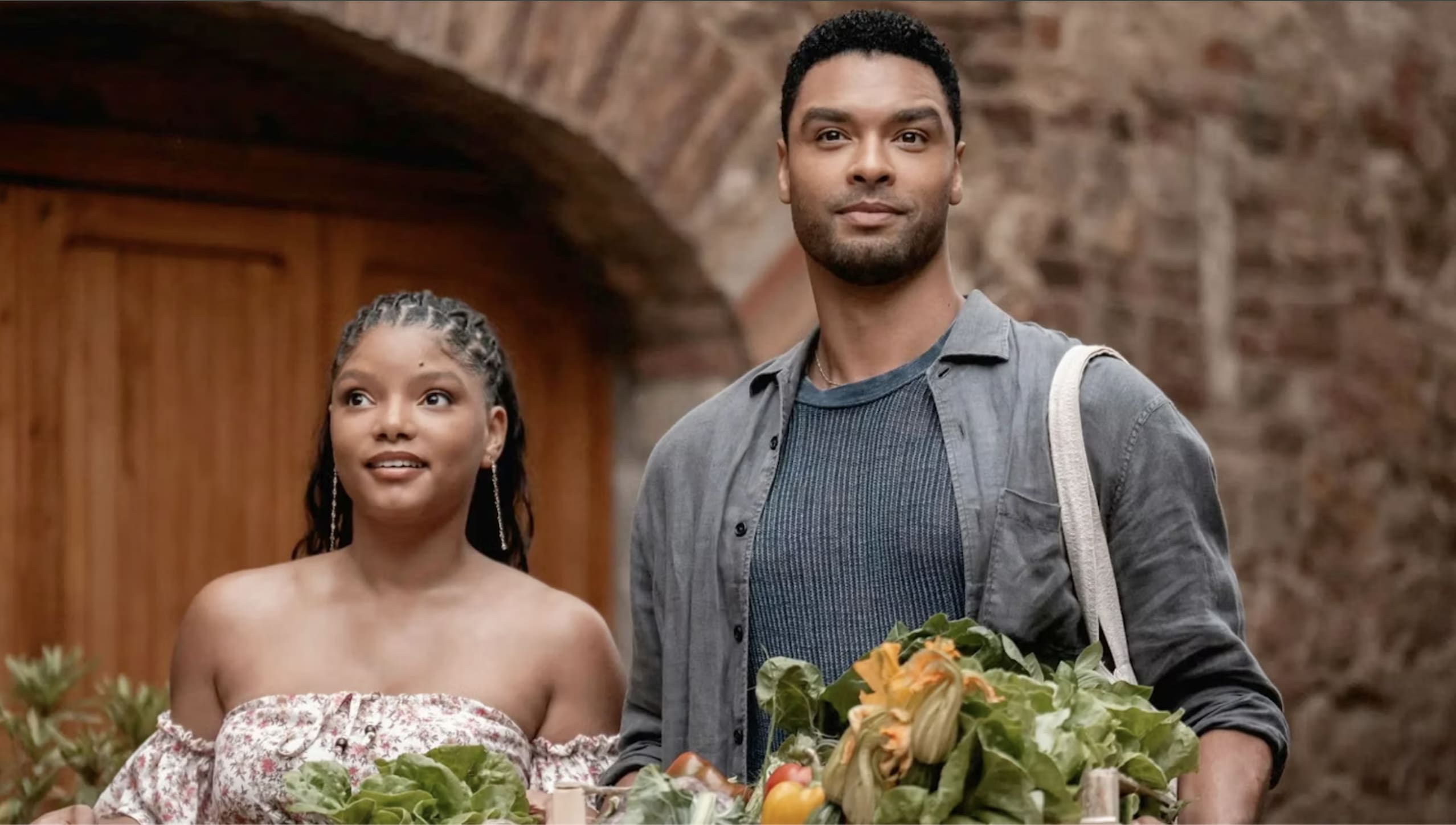 Halle Bailey and Regé-Jean Page in You, Me & Tuscany
